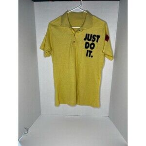 Vintage Nike Just Do It Polo Shirt Mens Size Large Collared Yellow Cotton